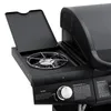 Close-up view of a gas grill's side burner and control panel. Produktbild-Vorschau