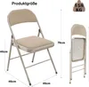4er Set Klappstühle Gepolstert Khaki – Stabiler Faltstuhl Produktbild-Vorschau 4