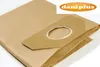 A close-up shot of folded brown paper vacuum cleaner bags, with a logo in the top right corner. Produktbild-Vorschau