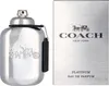 A bottle of Coach Platinum Eau de Parfum for men and its packaging are displayed against a white background. Anteprima dell’immagine prodotto