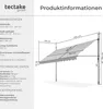 Product information and dimensions for a tectake garden awning. Náhled obrázku produktu