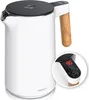 A white electric kettle with a wood-effect handle and a digital display showing the temperature. Náhľad obrázku produktu
