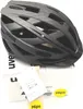 A dark gray Uvex bicycle helmet is shown on a white and light gray background, with packaging and tags visible. Produktbild-Vorschau