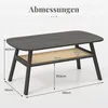 Table basse en bois avec étagère en rotin, 2 niveaux, 100 x Voir les images du produit 1