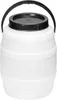 A white plastic barrel with a black lid and handle. Voir les images du produit