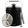 A black ice bucket with a silver lid and tongs, set against a white background. Produktbild-Vorschau