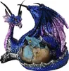 Drache blau mit Babydrache - Deko, Figur, Fantasy Produktbild-Vorschau 1