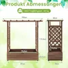 Diagram showing the dimensions of a wooden planter with a trellis. Produktbild-Vorschau