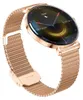 A rose gold smartwatch with a mesh band is shown against a white background. Podgląd zdjęcia produktu