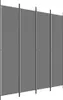 A four-panel gray room divider or screen with thin black vertical frames. Voir les images du produit