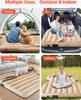 Collage showing multiple uses of an inflatable car mattress: camping, in a car, in a living room, and outdoors. Náhled obrázku produktu