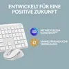 A white keyboard and mouse are shown on a light gray background, with marketing text and icons. Anteprima dell’immagine prodotto