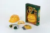 A set of toy construction accessories, including a hard hat, goggles, headphones, and gloves, displayed on a white background. Náhled obrázku produktu
