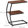 Tavolino Relaxdays, 2 ripiani, forma a C, design Anteprima dell’immagine prodotto 4
