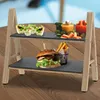 Etagere Schiefer Holz 2 Etagen 32x18x28cm Gestell Produktbild-Vorschau 3