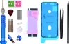 A collection of tools and parts for repairing a smartphone, including a screwdriver, tweezers, suction cup, and adhesive. Produktbild-Vorschau