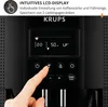 A close-up of a black coffee machine with a finger pressing a button on the control panel. Podgląd zdjęcia produktu