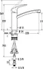 A technical drawing of a kitchen faucet with dimensions and specifications. Produktbild-Vorschau