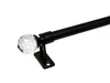 A close-up studio shot of a black metal curtain rod with a clear crystal finial. Produktbild-Vorschau