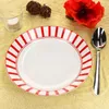 Split rouge rayé Set de 6 assiettes à soupe 450ml Voir les images du produit 2