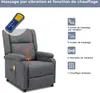 A gray massage chair with a remote control and feature icons displayed. Anteprima dell’immagine prodotto