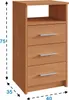 A wooden chest of drawers with dimensions indicated by dashed lines and numbers. Produktbild-Vorschau