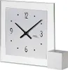 AMS 102 Tischuhr Quarz analog silbern modern eckig mit Glas Produktbild-Vorschau 1