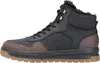 A side view of a men's black and brown high-top boot with a white background. Podgląd zdjęcia produktu