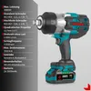 A cordless impact wrench with its specifications listed next to it. Podgląd zdjęcia produktu
