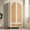 Weißer Landhausstil Kleiderschrank mit 2 Türen & Rattan, Produktbild-Vorschau 9