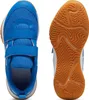 A top-down view of a blue Puma sneaker and a bottom view of the same sneaker. Produktbild-Vorschau