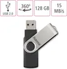Hama USB-Stick Rotate, USB 2.0, 128 GB, Schwarz/Silber Produktbild-Vorschau 2