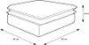 A line drawing of a mattress with dimensions indicated. Produktbild-Vorschau