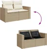 vidaXL Gartensofa mit Kissen 2-Sitzer Beige Poly Rattan Produktbild-Vorschau 14
