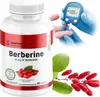 A collage showing a bottle of Berberine supplements, a hand using a glucose meter, and a sprig of barberries. Produktbild-Vorschau