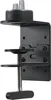 A black metal desk clamp mount with a silver threaded rod and a black circular component with silver prongs on top. Náhľad obrázku produktu