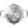 A top-down view of a stainless steel pot with a glass lid. Produktbild-Vorschau
