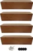 Four wooden furniture feet are stacked vertically against a white background. A small pile of screws and four felt pads are shown at the bottom. Produktbild-Vorschau