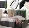 A collage of images showing a bed frame with LED lighting, its internal structure, and a close-up of the frame construction. Náhled obrázku produktu