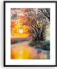 Gerahmtes Poster - Schwarzer Rahmen - Fluss Sonne Bäume - Produktbild-Vorschau 1