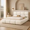 Lit coffre capitonné 160 × 200 cm en bouclé blanc, Voir les images du produit 3