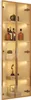 A tall, narrow glass display cabinet with two doors, illuminated by internal LED lights. Produktbild-Vorschau
