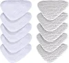 Two stacks of triangular cleaning pads, one stack is solid white, the other is white with gray stripes. Produktbild-Vorschau