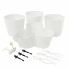 A set of white plastic herb pots and accessories on a white background. Náhled obrázku produktu