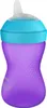 A purple Philips Avent sippy cup with a blue lid and white spout is shown against a white background. Voir les images du produit