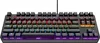 A top-down view of a black mechanical gaming keyboard with RGB lighting. Produktbild-Vorschau