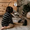 Verstellbare Babywippe mit Spielbogen – Leinenstoff - grau Produktbild-Vorschau 16
