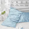 Satin Kissenbezug 40x60 Hellblau 2er-Set mit Haargummis Produktbild-Vorschau 5