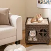 Casetta per gatti COSTWAY in rattan PE, pieghevole, letto Anteprima dell’immagine prodotto 2