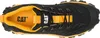 A top-down view of a black and yellow Caterpillar sneaker. Náhľad obrázku produktu